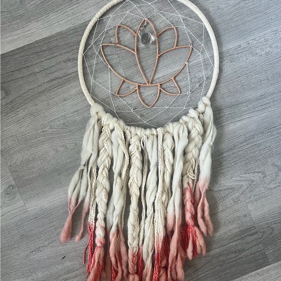 Bohemian Dreamcatcher with Pink and Cream Tassels - Picture 1 of 3